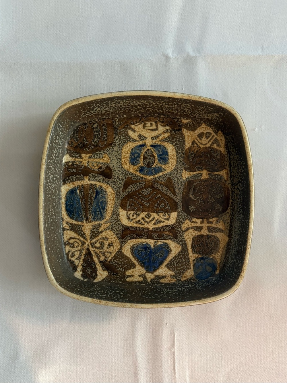 Royal Copenhagen Square Ceramic Dish Brown Blue Beige Glossy 734 2883